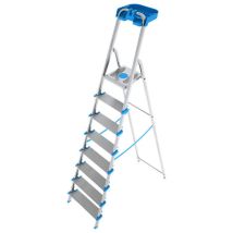 Colombo S112a08p Atlantica Scala A Gradini 8 Gradini Alluminio Extra Large 12 Cm Piattaforma Antiscivolo Vaschetta Portautensili 150 Kg En131 Tüv-gs 