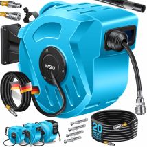 Druckluftschlauch Aufroller Automatisch 1/4 Anschluss - Schlauchtrommel Wandschlauchhalter Schlauchaufroller Druckluftschlauch-aufroller Blau / 20m - 