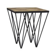 Beistelltisch Quadratisch Pärumm Sax 50x50x55 Cm Aus Recyceltem Ulmenholz Und Eisen