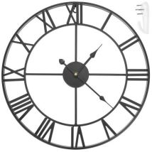 Retro Wanduhr – Schwarz – Durchmesser 47,5 cm – Material: Eisen, Aluminium – Minimalistisches Design – Elegante Wanddekoration