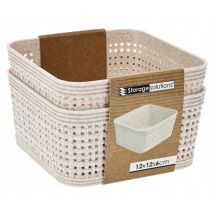 Aufbewahrungskörbe, 2er-set, Kunststoff, Beige, 12 X 12 X 6 Cm