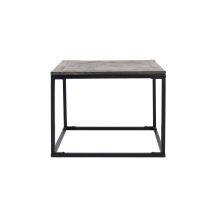 Womo-design Tavolino Basso Da Caffè 60 X 60 Cm Quadrato Grigio Legno Massello Di Mango Naturale Tavolo Da Divano Per Soggiorno Struttura In Metallo 