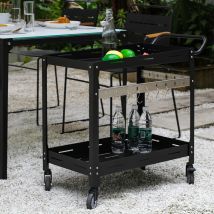 Carrello Portavivande Bard In Acciaio Con 2 Ripiani E Ruote 72x77x38 Cm - Nero Casa.pro