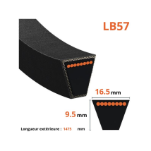 Correa trapezoidal lisa LB57 – 16,5 mm – 1475 mm