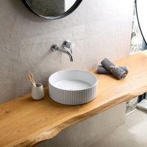 Lavabo Bagno Rotondo 36 Cm Scanalato Kls-3600t Kamalu