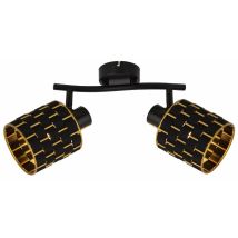 Plafoniera Nera Metallo 2 Luci Interno Oro Thiago Reality