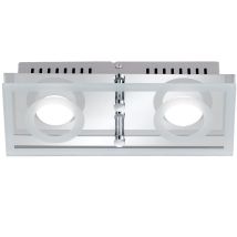 Plafoniera Led Soggiorno Lampada Da Parete Faretto In Vetro Argento 2 Fiamme Wofi 7475.02.01.0000