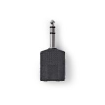 Adaptador De Audio Estéreo Pasador De 6,35 Mm 2x 6,35 Mm Hona Platerado De Níquel Rak Abs Negro 10 Uds. Sobre