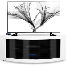 Homeology - Pangea Gloss White Beam-thru Curved Tru-corner 32'-50' Tv Cabinet