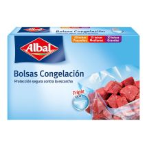 Albal Gefrierbeutel 45 Stück (20 kleine, 15 mittlere, 10 große) 70 % recycelte Materialien Frostschutz