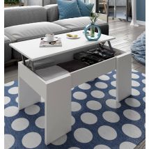 Fanmuebles - Mesa De Centro Elevable Low Cost Blanco Artik (blanco Mate) 100cm (ancho) X 45–56cm (alto)