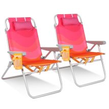 Homecall Klappstuhl Strandstuhl Leicht Klappbar Camping, 5-fach Verstellbare Rückenlehne, (bis 136kg, Aluminiumrahmen, Große Kühltasche Und 