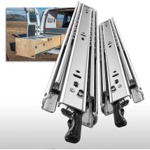Jusch – 40cm Drawer Slides – Full Extension With Locking Mechanism – 150 Lb Max Load – Silent Ball Bearings – Side Mount