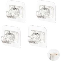Support De Tringle À Rideau Adhésif Sans Perçage – Lot De 4 – Plastique Abs Haute Résistance – Capacité 10 Kg – Installation Facile –