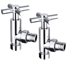 Modern Round Angled Pair Of Radiator Valves Certral Heating Taps For Towel Radiator 15 Mm