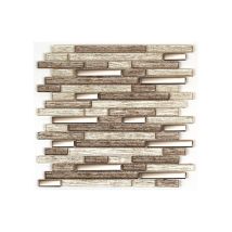 Mat Inter - Lot De 9 Mosaïques - 300x300 - Multi Formats Verre Miroir / Mix Marron Tissu Lisse