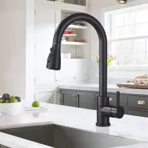 Mitigeur De Cuisine Noir Avec Douchette Extractible 47cm – Rotatif 360° – 3 Modes : Pause/pulvérisation/vapeur – Acier Inoxydable Résistant – Sworn