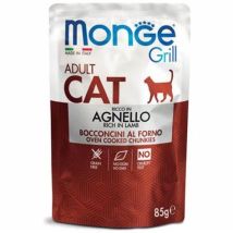Monge – Comida húmeda para gatos adultos con cordero 85g – Sin cereales – Aceite de salmón – Rico en vitaminas
