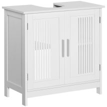 Kleankin - Bathroom Pedestal Under Sink Cabinet With Storage Shelf, 2 Doors White