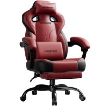 Chaise de bureau ergonomique – EU-LR408-RE-SL-LE – Fauteuil de jeu rouge – Tissu respirant, mousse à mémoire, accoudoirs réglables
