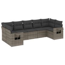 Salon De Jardin Avec Coussins 7 Pcs Mobilier De Jardin Gris Résine Tressée