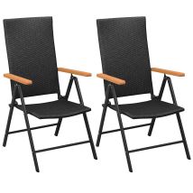 Lot De 2 Chaises De Jardin Empilables - Chaises D'Extérieur Pour Terrasse/jardin Résine Tressée Noir Bv249137 - Bonnevie