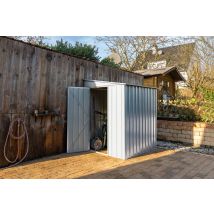 Globel Industries - Metall Anlehn-gerätehaus, Fahrradgarage 'lean-to 56', Silber Metallic, 2,79 M²