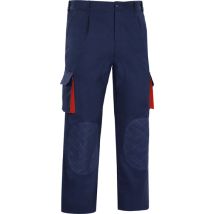 Pantalón Cargo Tergal 65% poliéster 35% algodón 240 gr/m² 6 bolsillos Azul Marino - Rojo