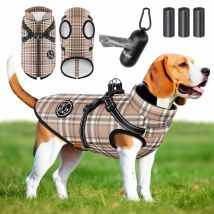Giacca Per Cani Cappotto Per Cani Con Pettorina Incl. 45 Sacchetti Per La Cacca + Dispenser Gilet Invernale Per Cani Foderato Impermeabile Gilet 