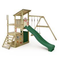 Parque Infantil De Madera Fatmoose Fruityforest Fun Con Columpio Y Tobogan En Verde