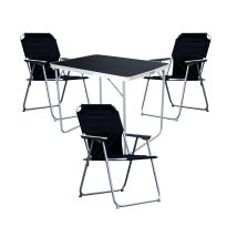 Mojawo - 4-tlg Campingsessel Schwarz + Campingtisch-mmc330871b+3xmpo2600s