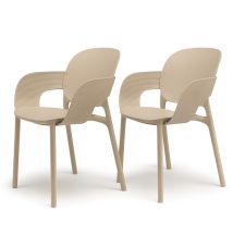 Lot De 2 - Chaise Avec Accoudoirs Outdoor Indoor En Plastique Recyclé Hug