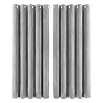 Marlow Thick Thermal Blackout Curtains Velvet 66x90 Inch Eyelet Ring Top Grey