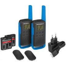 Motorola – Walkie-Talkie T62 – Funkreichweite bis zu 8 km – Wasserabweisendes Gehäuse – 16 Stunden Batterielaufzeit – 2er Set, blau