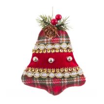 Décoration sapin de Noël classique cloche tissu 11x4x15cm – Accessoire pour sapin de Noël – WADIGA
