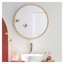 MOB-IN – Espejo redondo VALI de roble natural – Diámetro 60 cm y 80 cm – Ideal para salones, entradas y dormitorios
