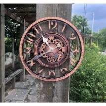 Alwaysh - Large Retro Garden Clock - Weatherproof - Bathroom Clock - Vintage Decor - No Ticking
