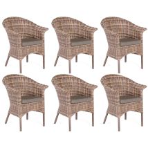 6x Garten-sessel Cayman Aluminium/polyrattan Nature-mix Gartenstuhl - Sonnenpartner
