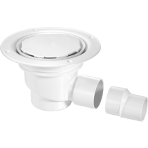 Mcalpine - Tsg1wh-nsc 75mm Water Seal Trapped Gully, Clamp Ring And Cover Plate, 2' Horizontal Outlet And 2' X 1½' Socket Reducer