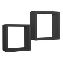 Set Di 2 Mensole Da Muro, Cubi Arredo, Mensole Cubo, Cubi Da Parete, Cubi Portaoggetti, Nero 35x35 P15,5 Cm, E 30x30 P15,5 Cm - Ginevra