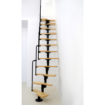 Handystairs - Escaleras Para Ático Swirl - Escaleras Multiusos - Negro Con Peldaños De Haya - Alto 294 Cm