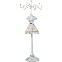 Longziming - Display Stand Jewelry Stand Metal Earring Bracelet Key Storage White Jewelry Holder Table Decoration Girl Mannequin Shape With Cute Skirt