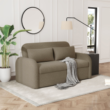Noma 2-seater Boucle Pull Out Sofa Bed With Matching Cushions - Taupe