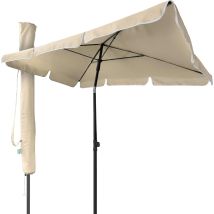 Beige 200 X 120 Cm Rechteckiger Gartenschirm Mit Kipp-druckknopf, Uv 50+, Aluminiummast, Markttischschirm Für Den Außenbereich, Für Balkon, Terrasse, 