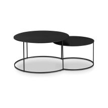 Table Basse Ronde 115x80x42 Cm En Métal Noir - Axle