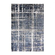 Tapis De Salon De Design Moderne À Poils Courts Bleu Gris Double Blu001