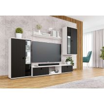 Furnix - Ensemble De Meubles De Salon/ensemble De Meubles Sarai Unité Murale 4 Parties Sans Led 240 X 180 X 40,2 Cm Blanc Noir