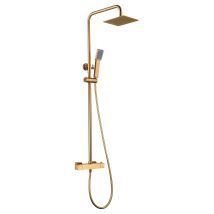 Mice Collection - Ensemble Colonne De Douche - Barre De Douche Thermostatique Extensible En Acier Inoxydable Avec Douchette Et Poignée De Douche En Or