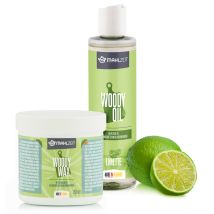 Set Per La Cura Del Legno Mahlzeit Woody Wax A Base Di Cera D'Api Woody Oil Per Taglieri, Profumo Di Limetta