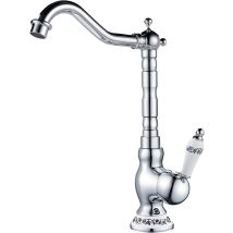 Vintage Sink Faucet, Chrome Brass Bathroom Faucet, Suitable For Bathroom Sink Or Basin, Hot And Cold Water